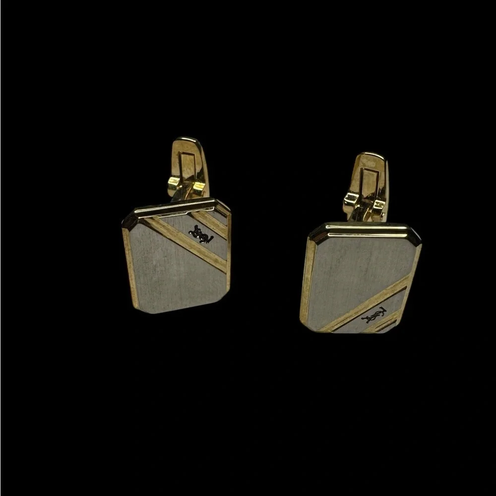 YSL Gold and Silver Cufflinks - Picture 1 of 3